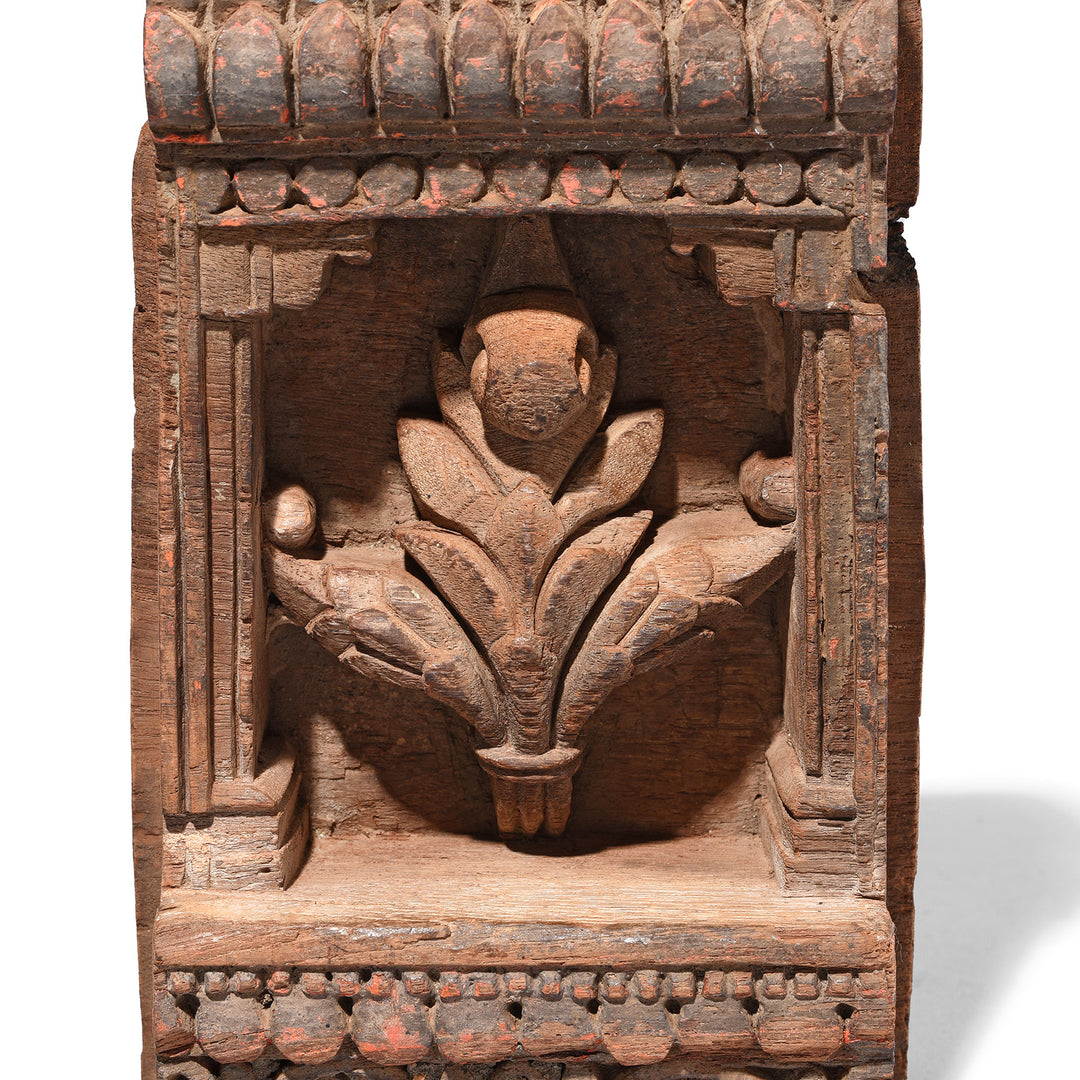 Carving Detail From Antique Carved Teak Mughal Votive Panel | Indigo Antiques