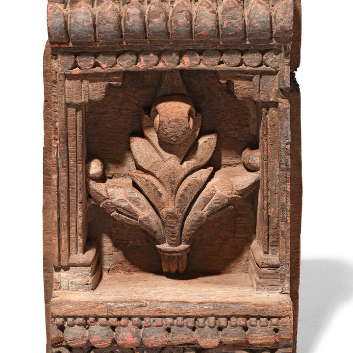 Carving Detail From Antique Carved Teak Mughal Votive Panel | Indigo Antiques