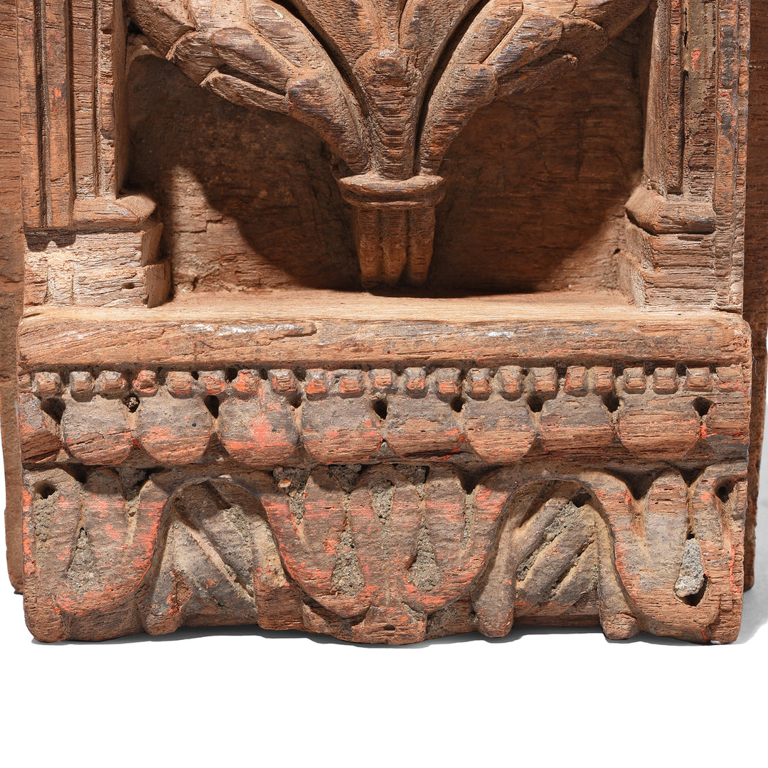 Carving Detail From Antique Carved Teak Mughal Votive Panel | Indigo Antiques