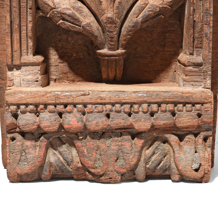 Carving Detail From Antique Carved Teak Mughal Votive Panel | Indigo Antiques