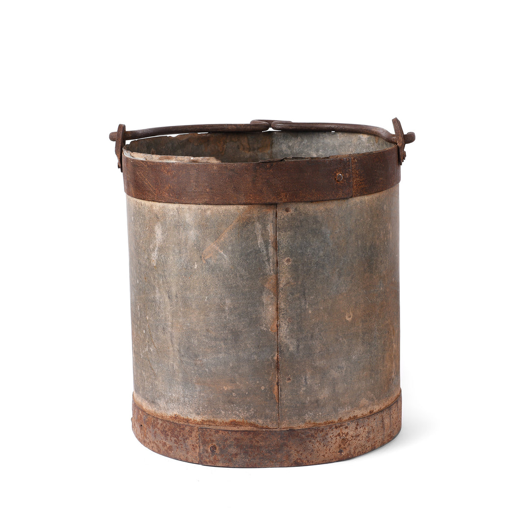 Back Of Vintage Galvanised Milk Pot Planter | Indigo Antiques