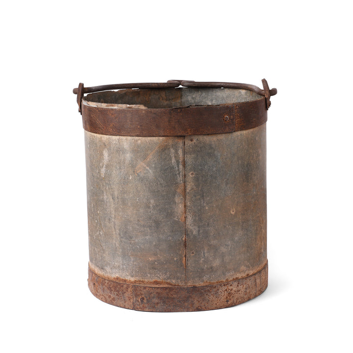 Back Of Vintage Galvanised Milk Pot Planter | Indigo Antiques