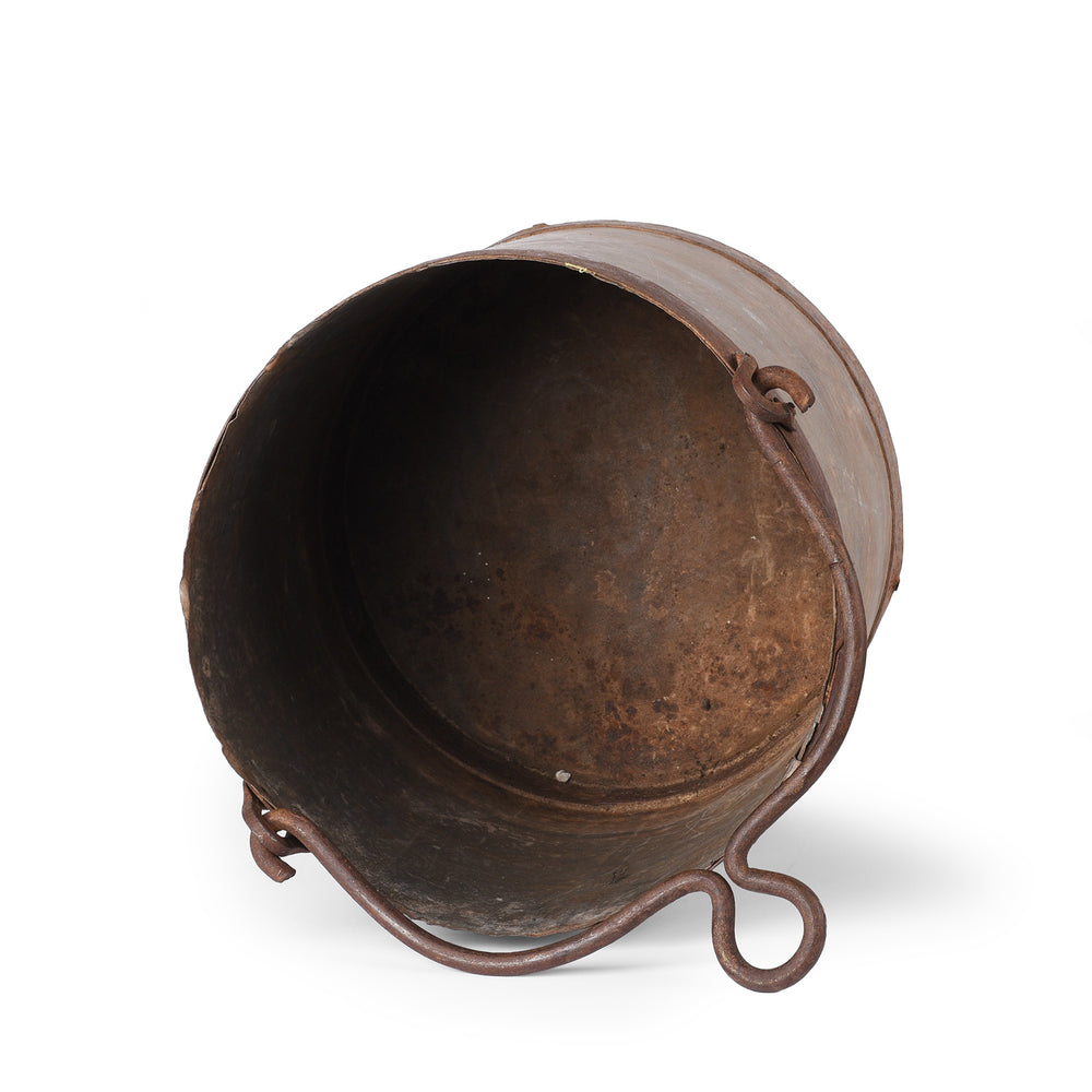 Interior Of Vintage Galvanised Milk Pot Planter | Indigo Antiques