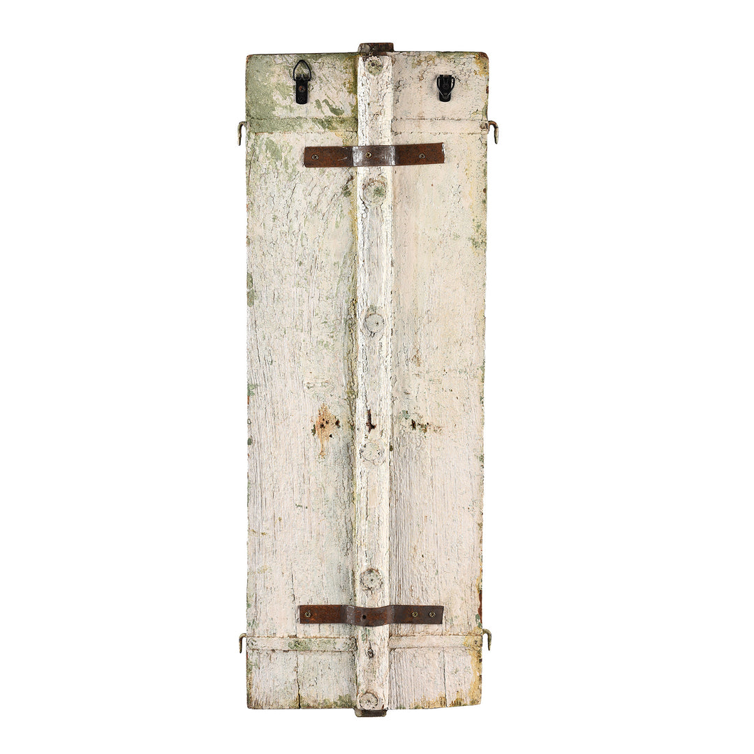 Back Of Antique Indian Painted Window Shutter From Bikaner | Indigo Antiques