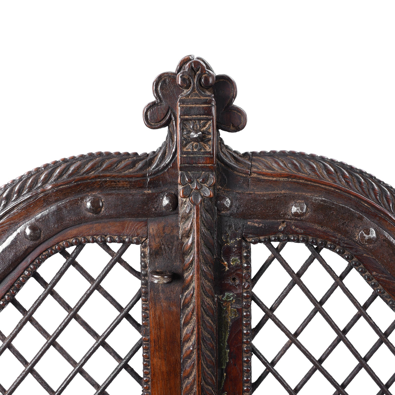 Detail From Antique Teak & Iron Jali Dog Gate From Gujarat | Indigo Antiques