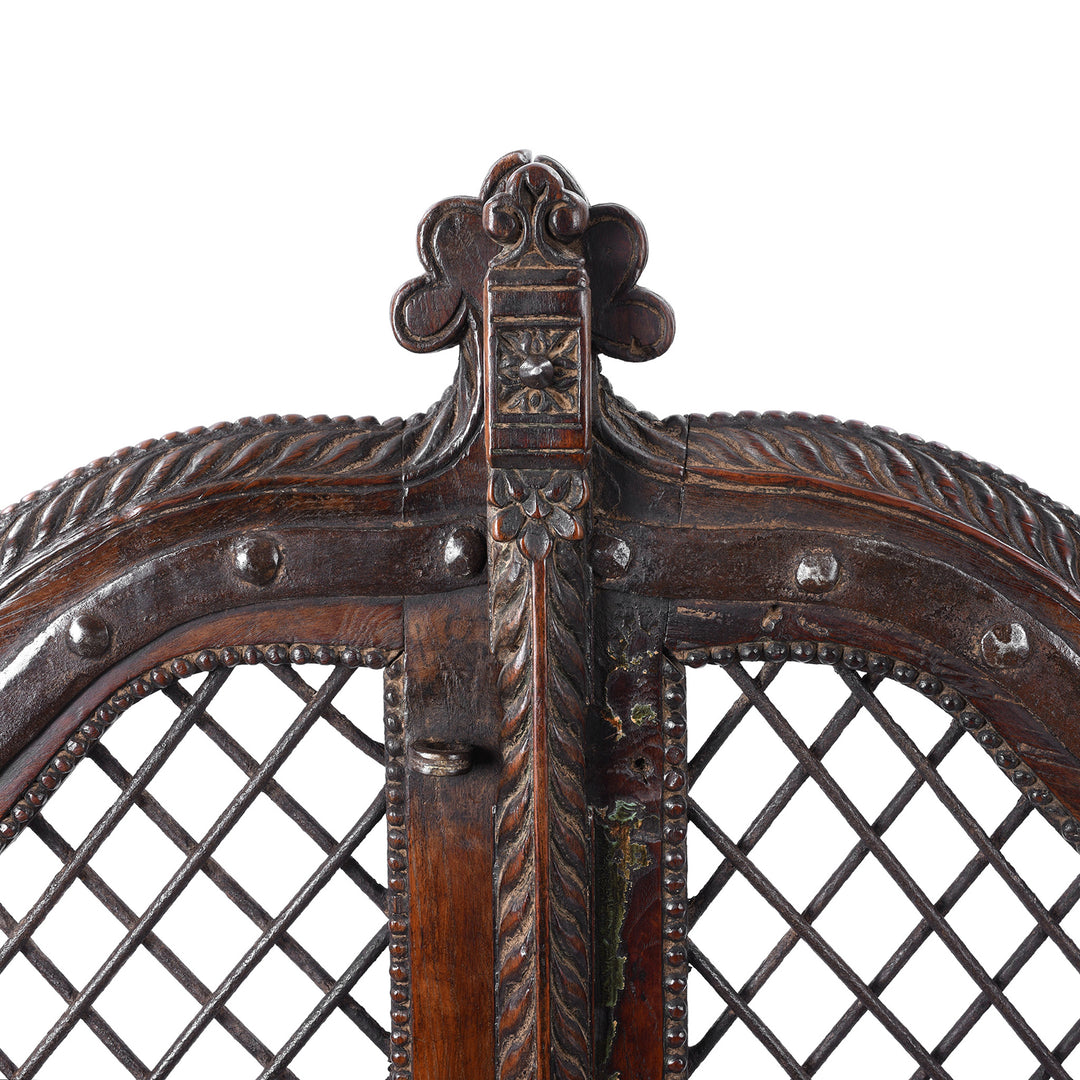 Detail From Antique Teak & Iron Jali Dog Gate From Gujarat | Indigo Antiques