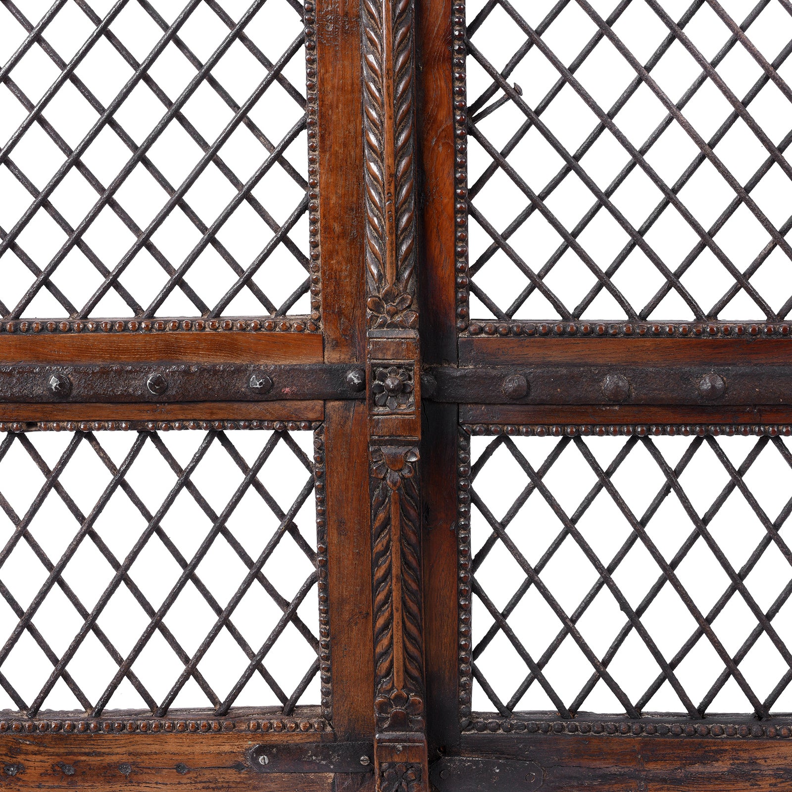 Detail From Antique Teak & Iron Jali Dog Gate From Gujarat | Indigo Antiques