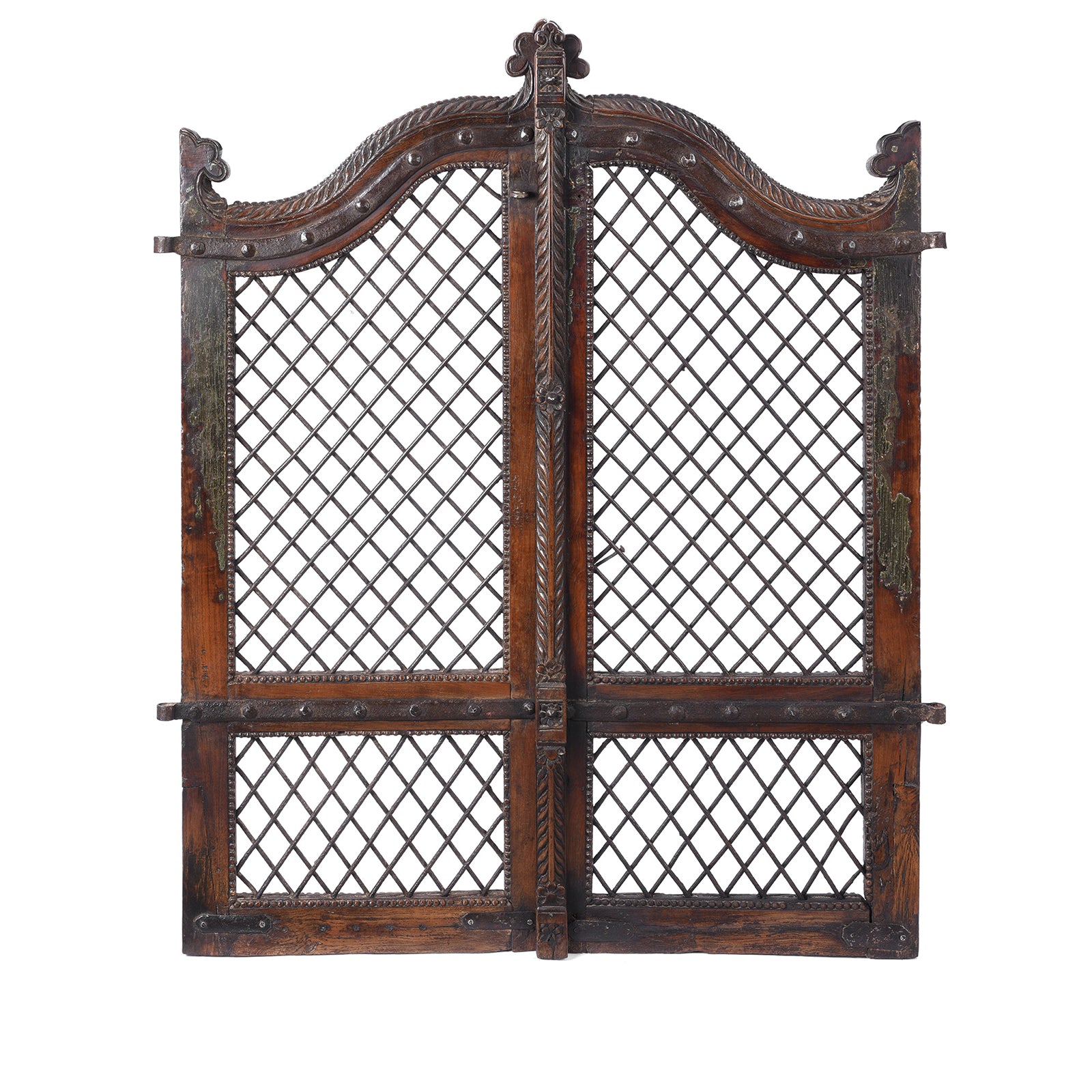 Antique Teak & Iron Jali Dog Gate From Gujarat | Indigo Antiques