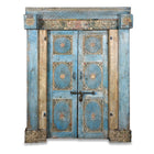 Blue Painted Sunburst Door & Frame - 19th Century