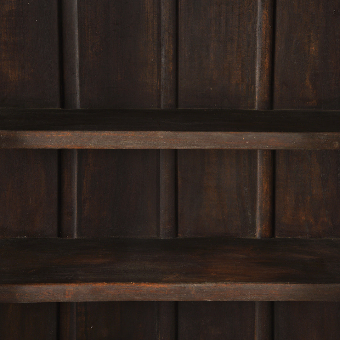 Interior Of Glazed Louvre Cabinet Made from Reclaimed Teak | Indigo Antiques