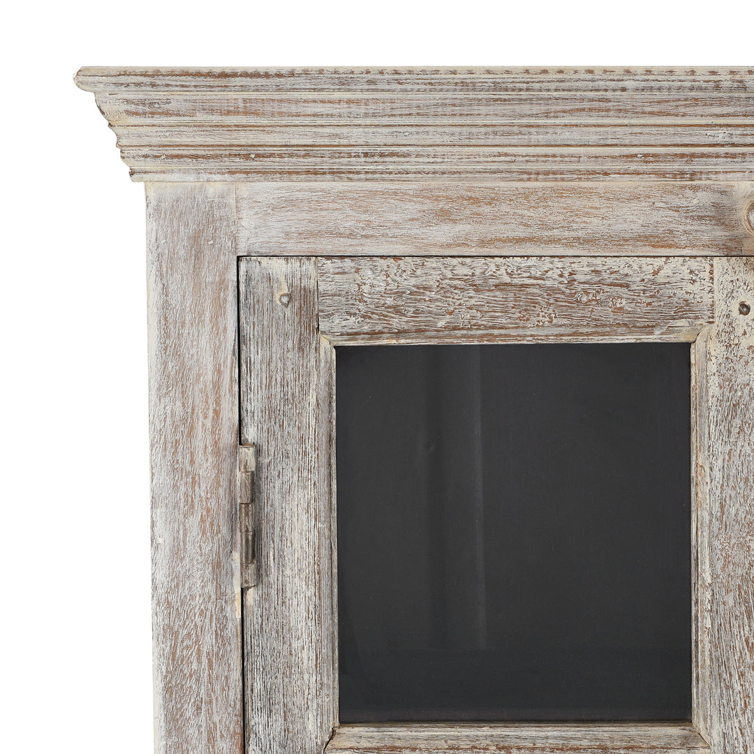 Corner Detail From Glazed Louvre Cabinet Made from Reclaimed Teak | Indigo Antiques