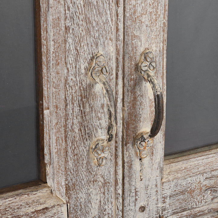 Handles Detail From Glazed Louvre Cabinet Made from Reclaimed Teak | Indigo Antiques