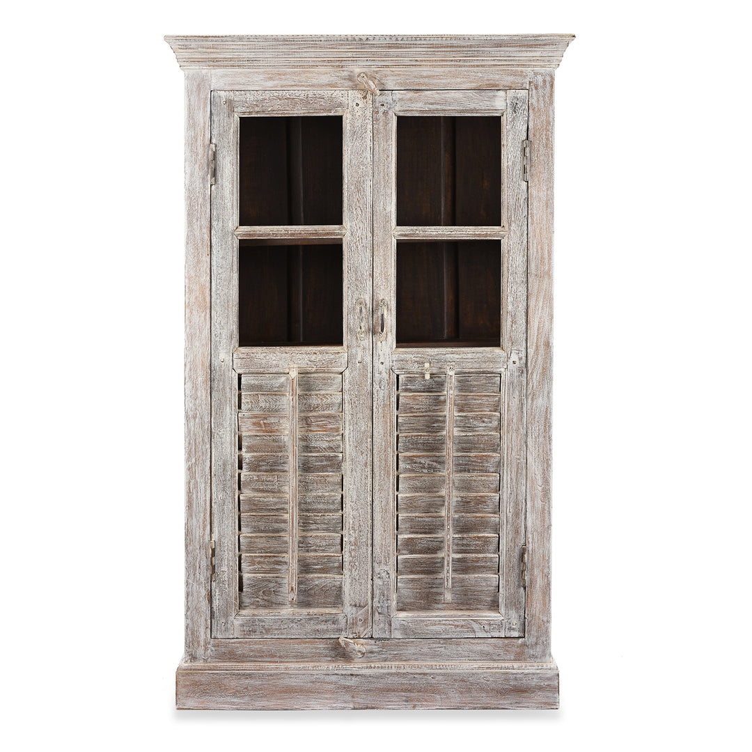 Glazed Louvre Cabinet Made from Reclaimed Teak | Indigo Antiques