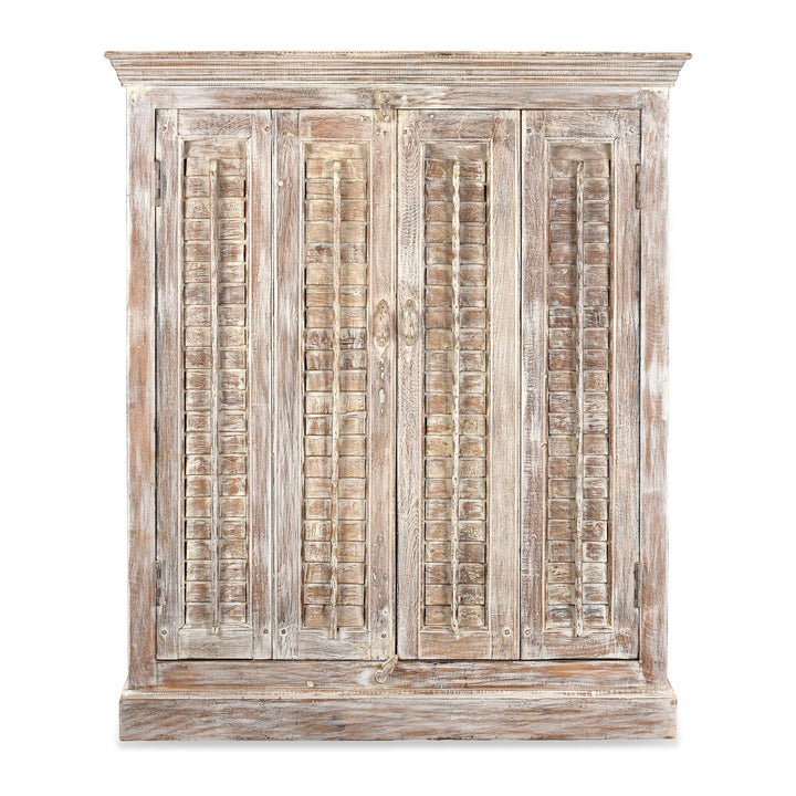 Painted Louvre Sideboard Made From Reclaimed Teak | Indigo Antiques