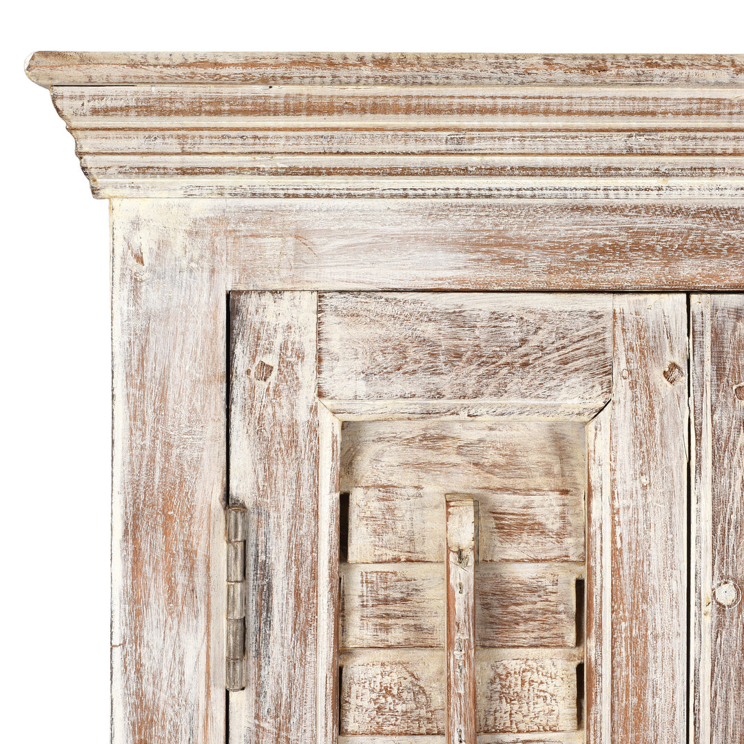 Corner Detail From Painted Louvre Sideboard Made From Reclaimed Teak | Indigo Antiques