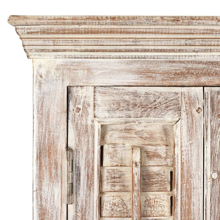 Corner Detail From Painted Louvre Sideboard Made From Reclaimed Teak | Indigo Antiques