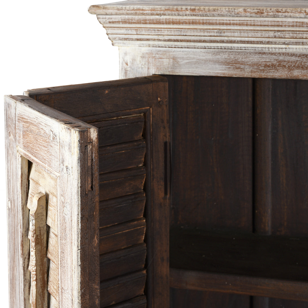 Hinged Doors Detail From Painted Louvre Sideboard Made From Reclaimed Teak | Indigo Antiques