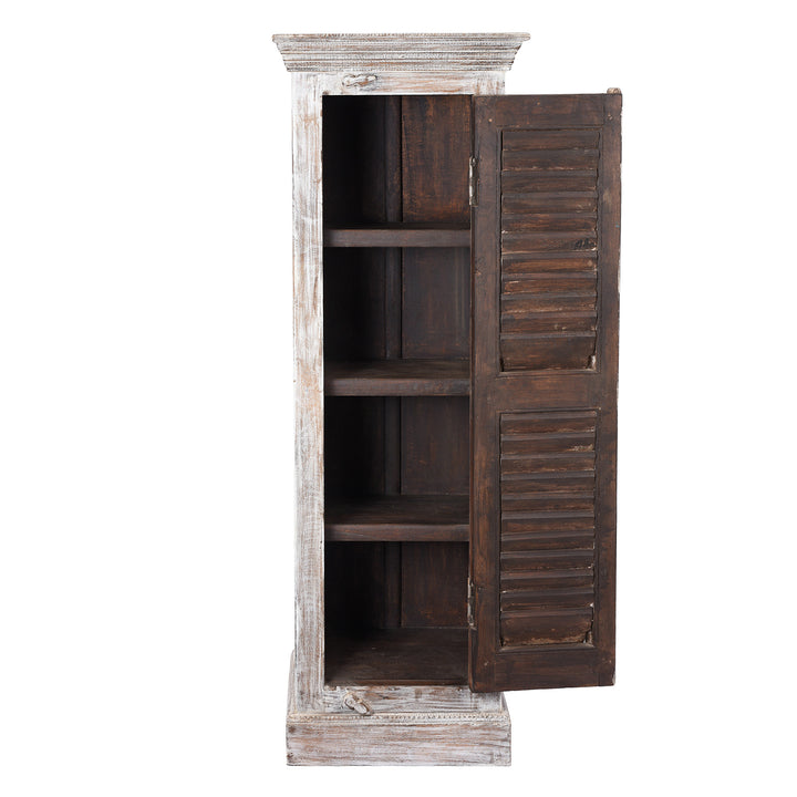 Open View Of Reclaimed Teak Louvre Cabinet With Mango Frame | Indigo Antiques