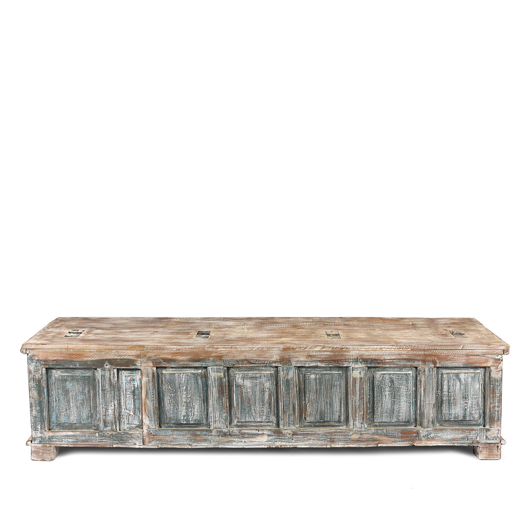 Back of Reclaimed Teakwood Blanket Chest With Painted Finish | Indigo Antiques