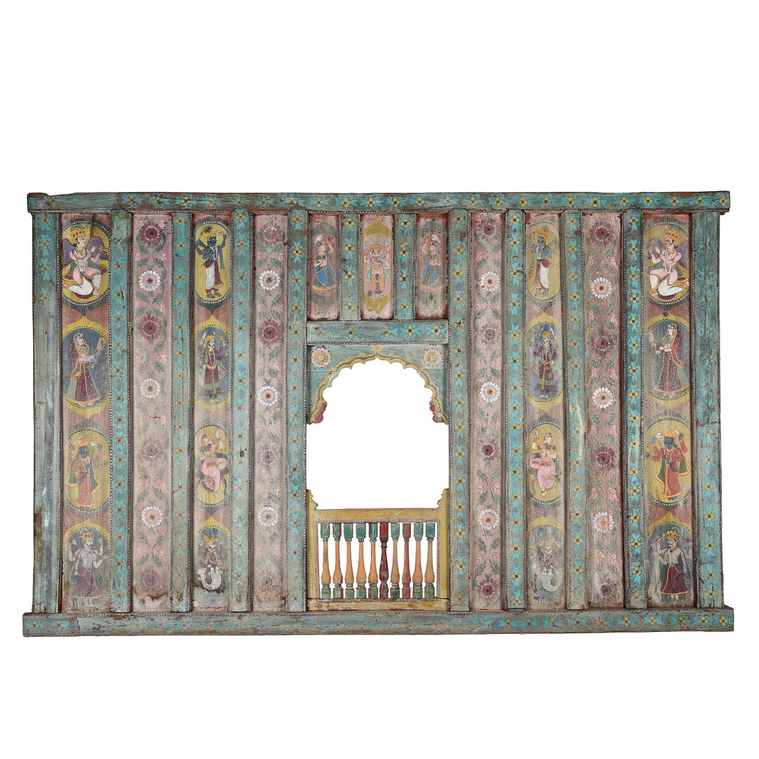 Antique Large Painted Interior Window From Gujarat | Indigo Antiques