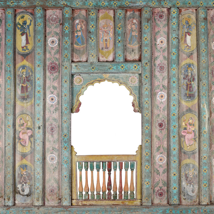 Detail From Antique Large Painted Interior Window From Gujarat | Indigo Antiques