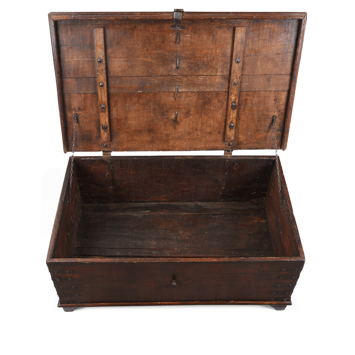 Interior Of Antique Indian Iron Bound Teak Chest From Gujarat | Indigo Antiques