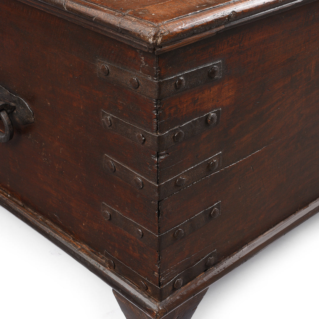 Binding Detail From Antique Indian Iron Bound Teak Chest From Gujarat | Indigo Antiques