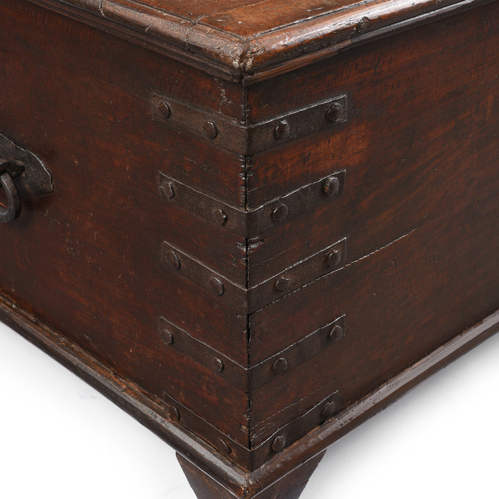Binding Detail From Antique Indian Iron Bound Teak Chest From Gujarat | Indigo Antiques