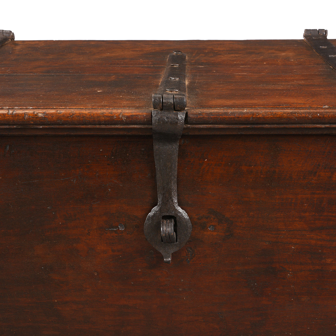 Latch Detail From Antique Indian Iron Bound Teak Chest From Gujarat | Indigo Antiques