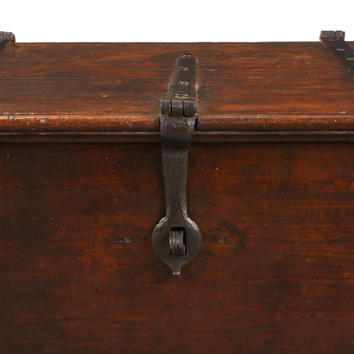 Latch Detail From Antique Indian Iron Bound Teak Chest From Gujarat | Indigo Antiques