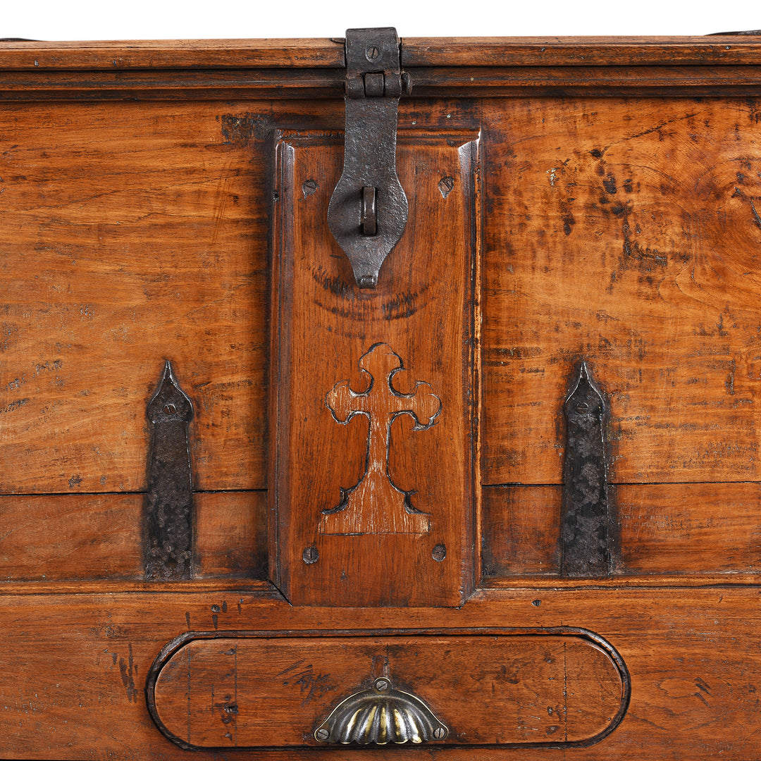 Crucifix Detail From Antique South Indian Goan Merchant Chest | Indigo Antiques