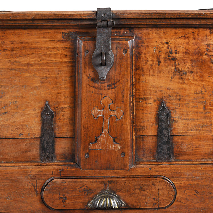 Crucifix Detail From Antique South Indian Goan Merchant Chest | Indigo Antiques