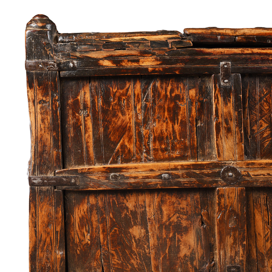 Corner Detail From Indian Stick Box Storage Chest From Jaisalmer | Indigo Antiques