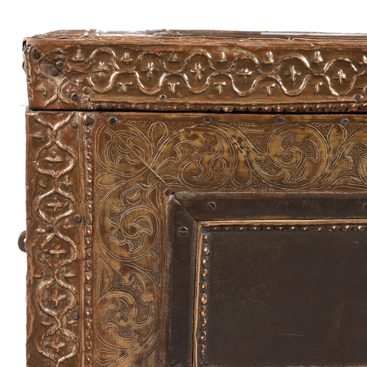 Corner Detail From Antique Indian Shekhawati Trousseau Box | Indigo Antiques