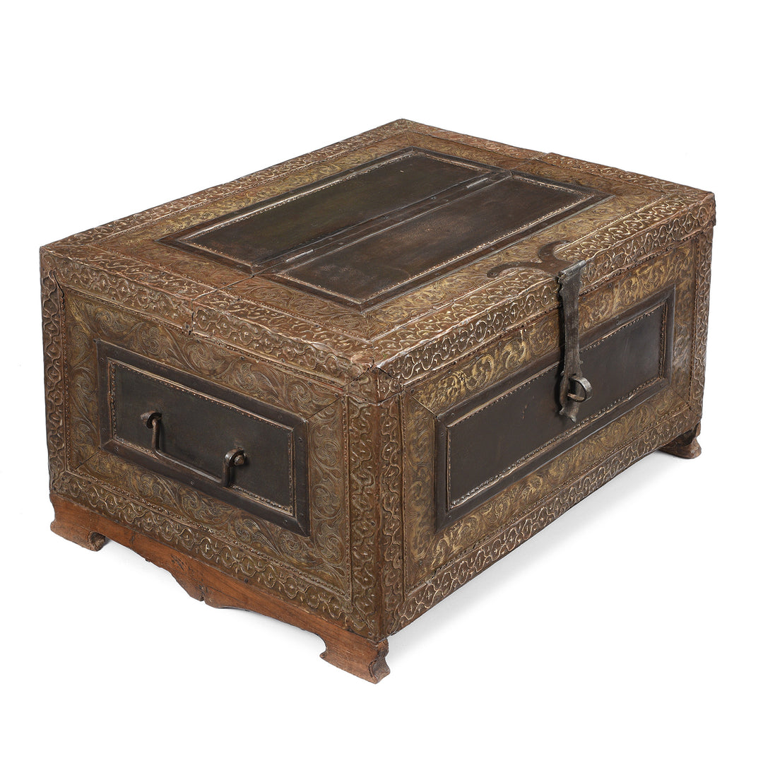 Angled View Of Antique Indian Shekhawati Trousseau Box | Indigo Antiques