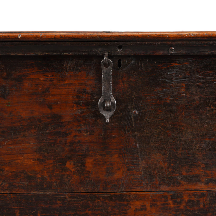 Latch Detail From Antique Indian Iron Bound Teak Chest From Gujarat | Indigo Antiques