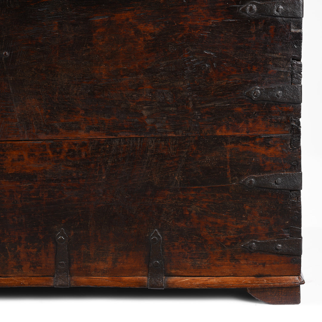 Foot Detail From Antique Indian Iron Bound Teak Chest From Gujarat | Indigo Antiques