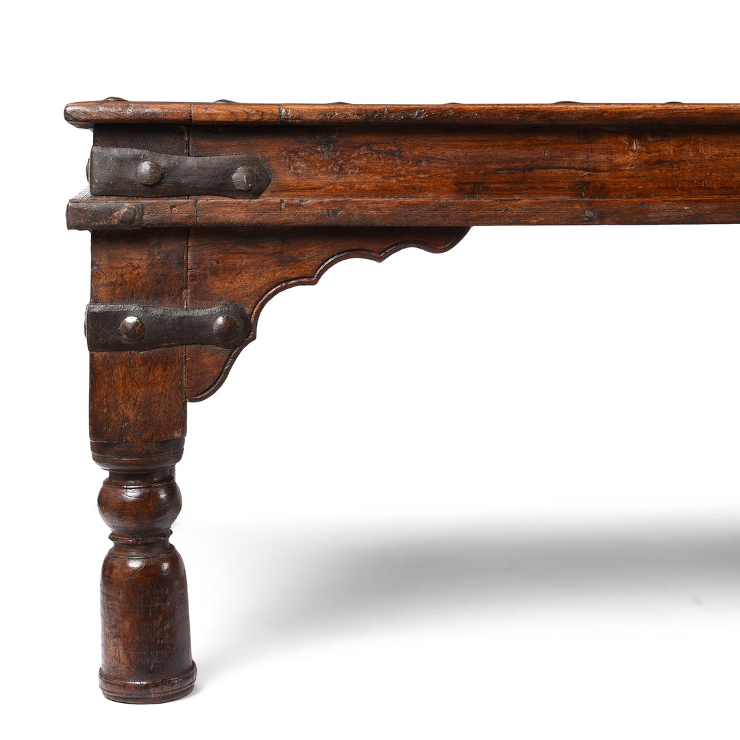 Corner Detail From Antique Indian Takhat Coffee Table From Shekhawati   | Indigo Antiques