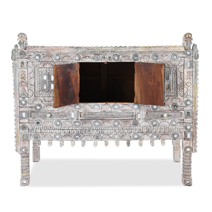 Open Doors View Of Teak Rubari "Damchiya" Dowry Chest From Kutch | Indigo Antiques