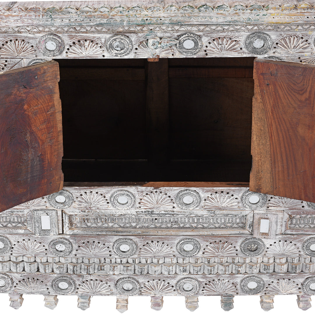 Open Doors View Of Teak Rubari "Damchiya" Dowry Chest From Kutch | Indigo Antiques