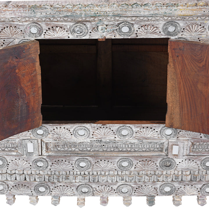Open Doors View Of Teak Rubari "Damchiya" Dowry Chest From Kutch | Indigo Antiques
