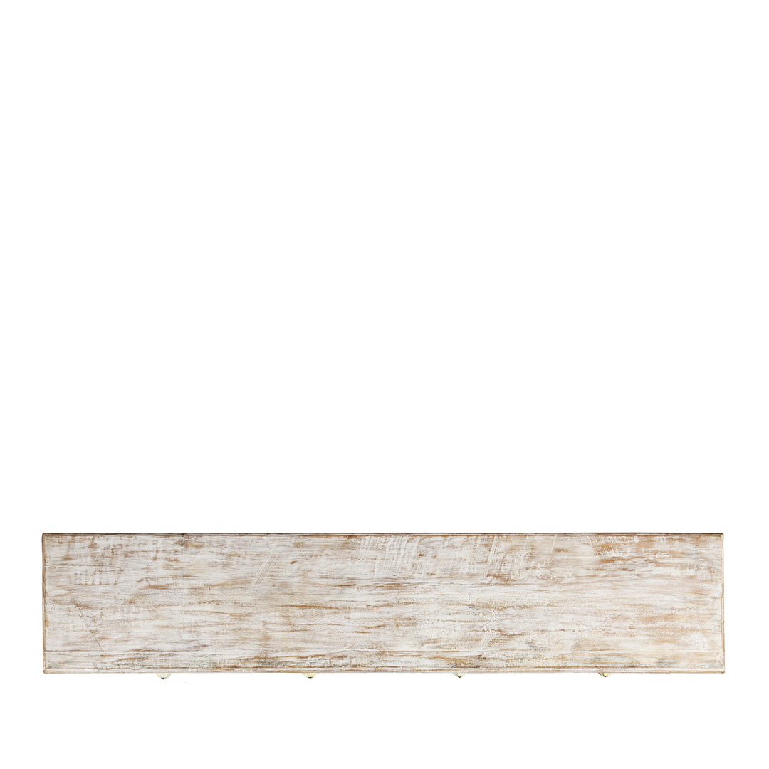 Top Down View Of Reclaimed Four Drawer Teakwood Console Table With Painted Finish | Indigo Antiques