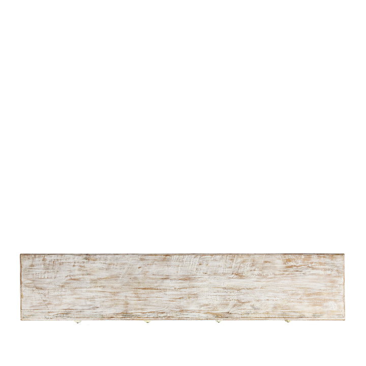 Top Down View Of Reclaimed Four Drawer Teakwood Console Table With Painted Finish | Indigo Antiques