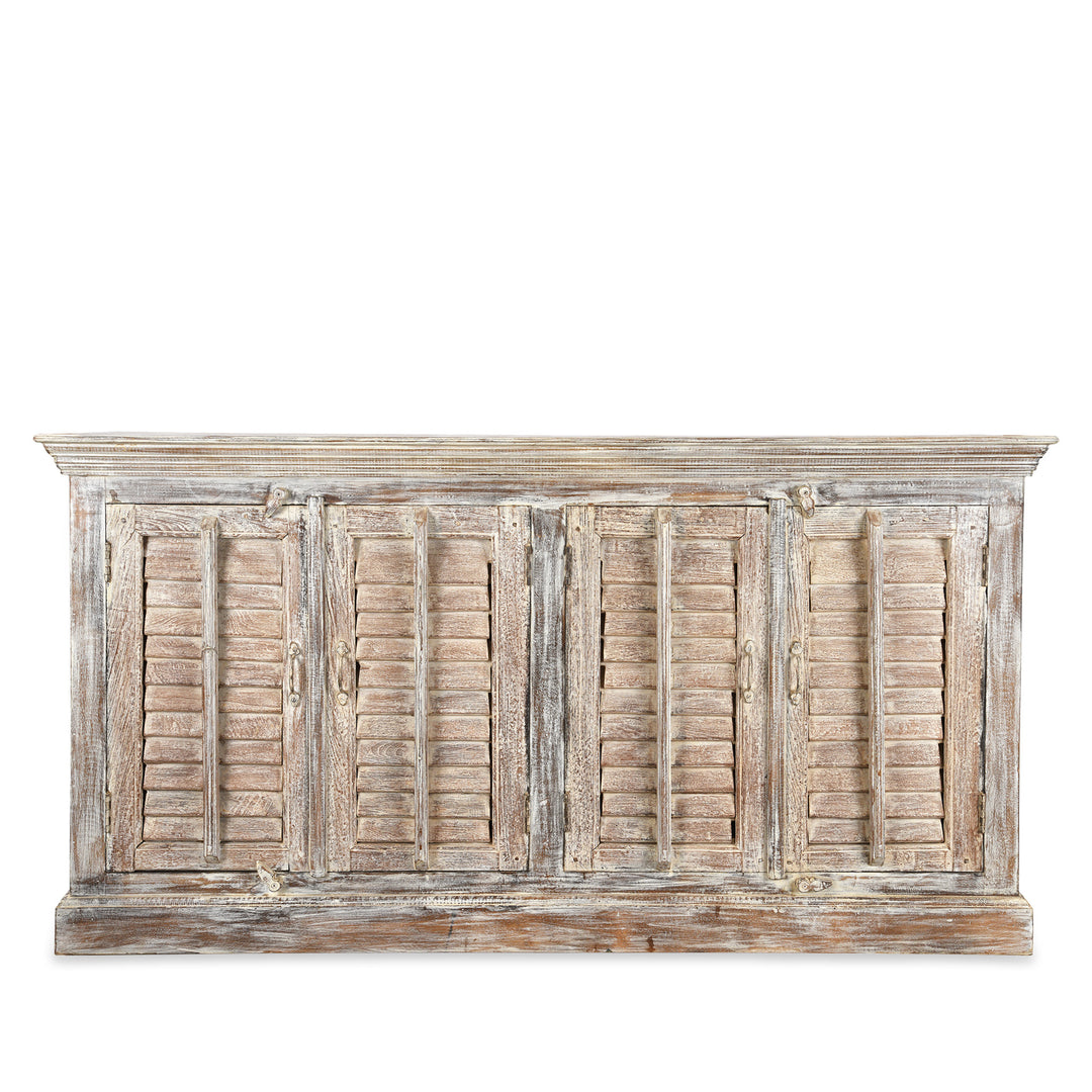 Painted Louvre Sideboard Made From Reclaimed Teak | Indigo Antiques