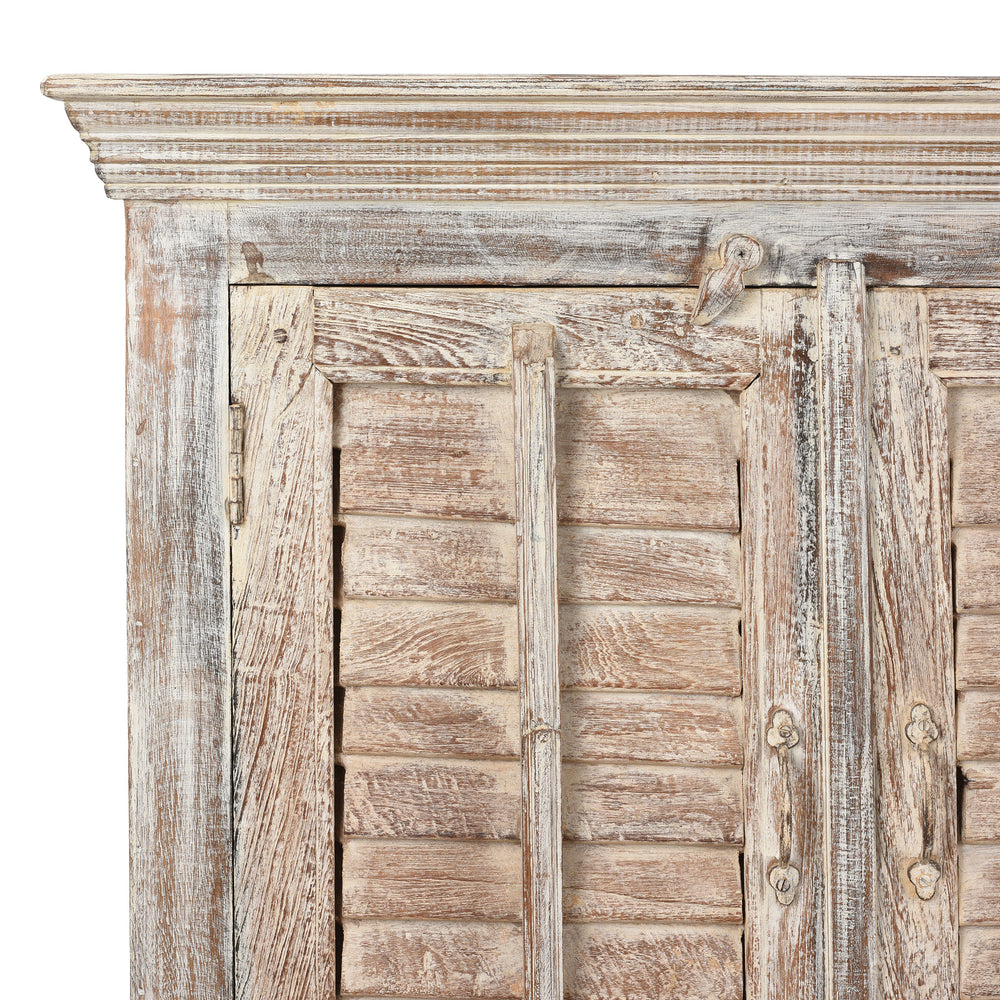 Corner Detail From Painted Louvre Sideboard Made From Reclaimed Teak | Indigo Antiques