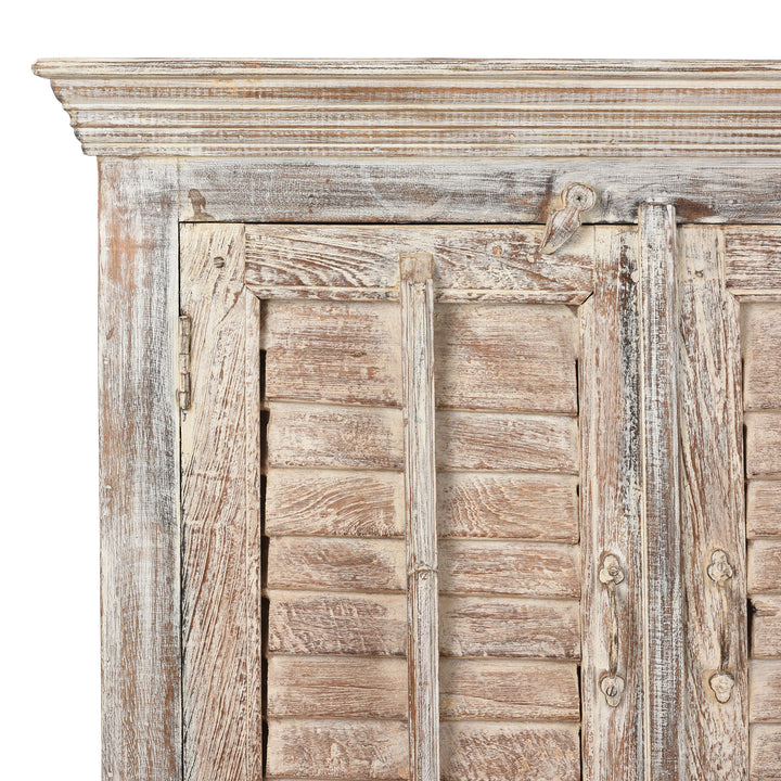 Corner Detail From Painted Louvre Sideboard Made From Reclaimed Teak | Indigo Antiques