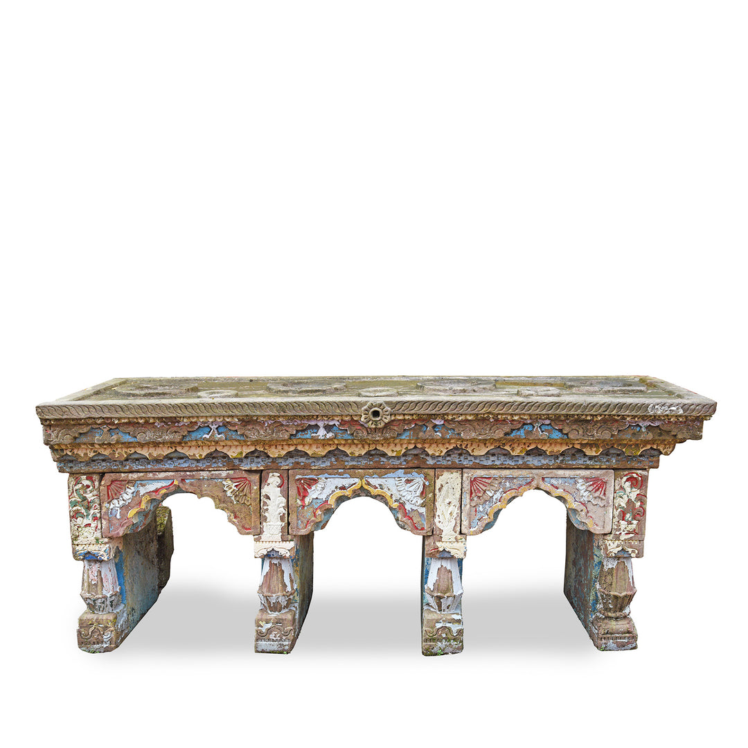 Carved Stone Antique Indian Water Pot Stand (Parinda) From Gujarat | Indigo Antiques