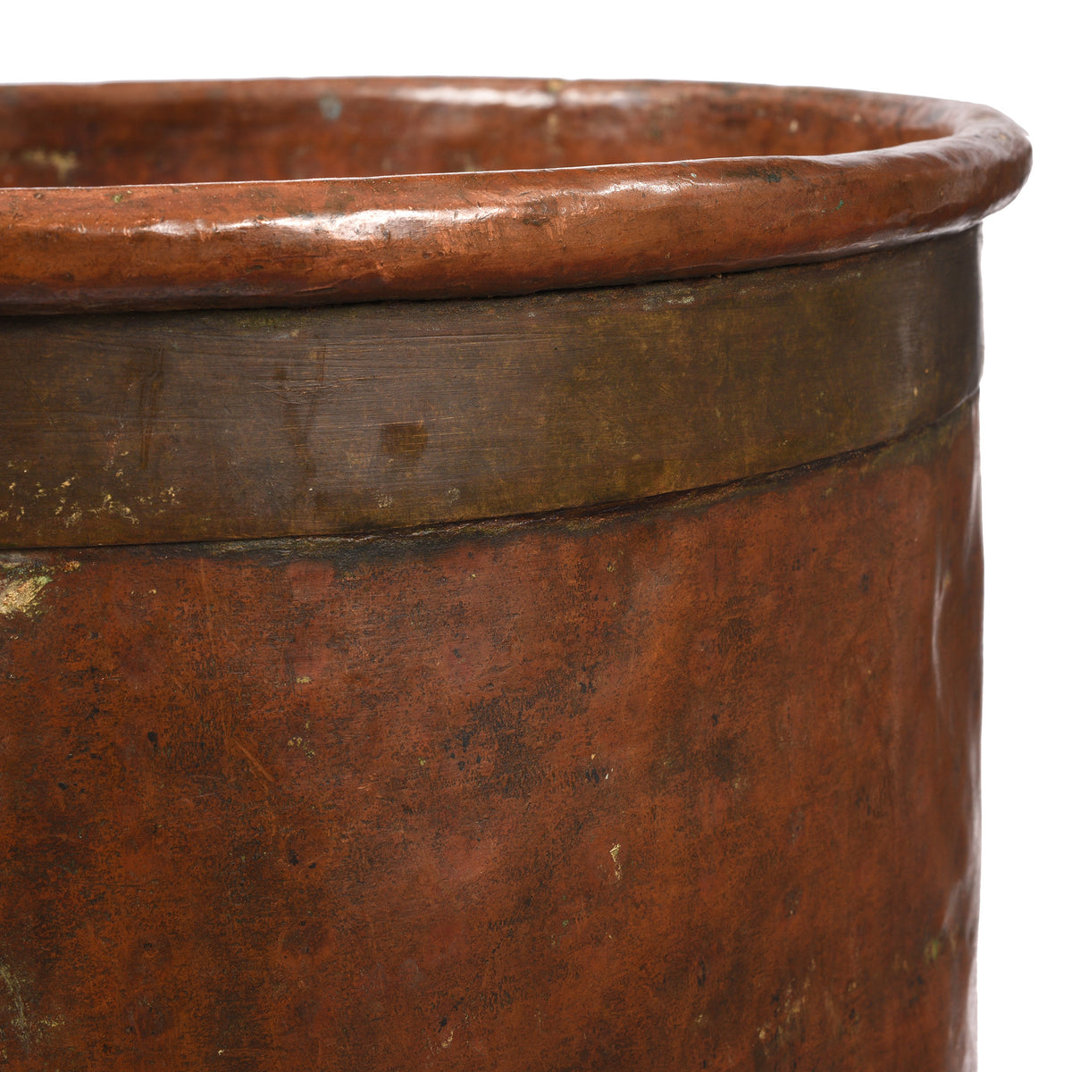 Rim Detail From Antique Indian Copper Water Pot From Kerala | Indigo Antiques