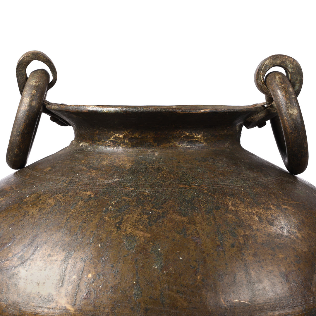 Rim Detail From Antique Brass Matka Water Pot From Kerala | Indigo Antiques