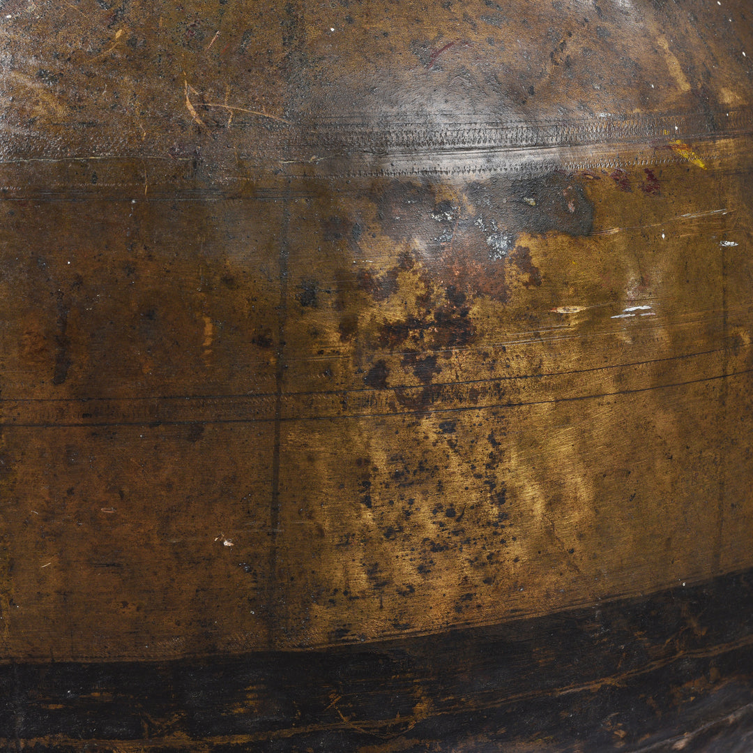 Texture Detail From Antique Brass Matka Water Pot From Kerala | Indigo Antiques